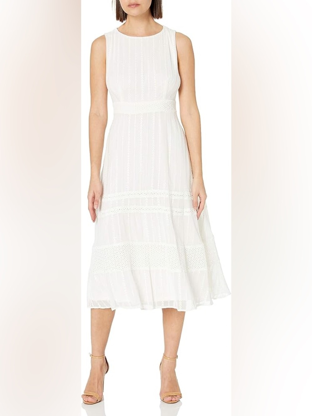 Taylor White Embroidered Dress – Size 10